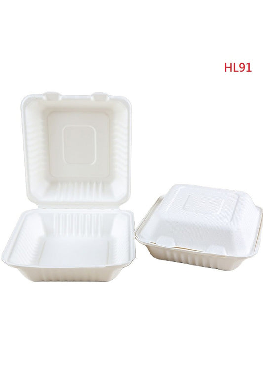 HL91 - 9” Sugarcane Square Clamshell Box (1 compartment)