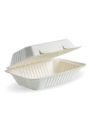 HL96-3 - Long Sugarcane Clamshell Box (1 compartment)